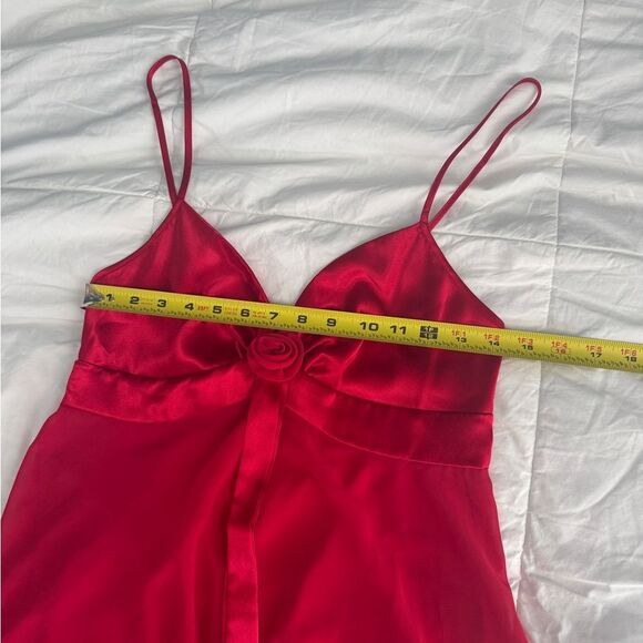 Vintage Victoria’s Secret Red Lingerie Slip Dress XS Satin Rose Bow Babydoll - Picture 3 of 15